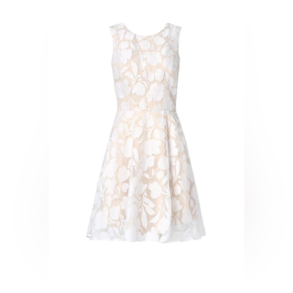 Revolve Jay Godfrey Tan and White Tori Garden Bautista Dress in White, Size 0
